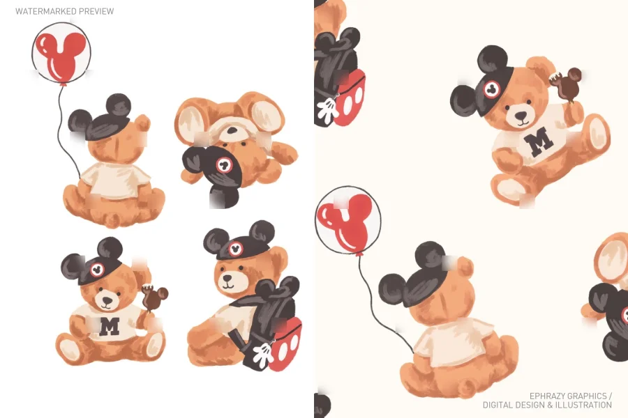 Disney Teddy Bear Mickey Ears Set [109] - 1