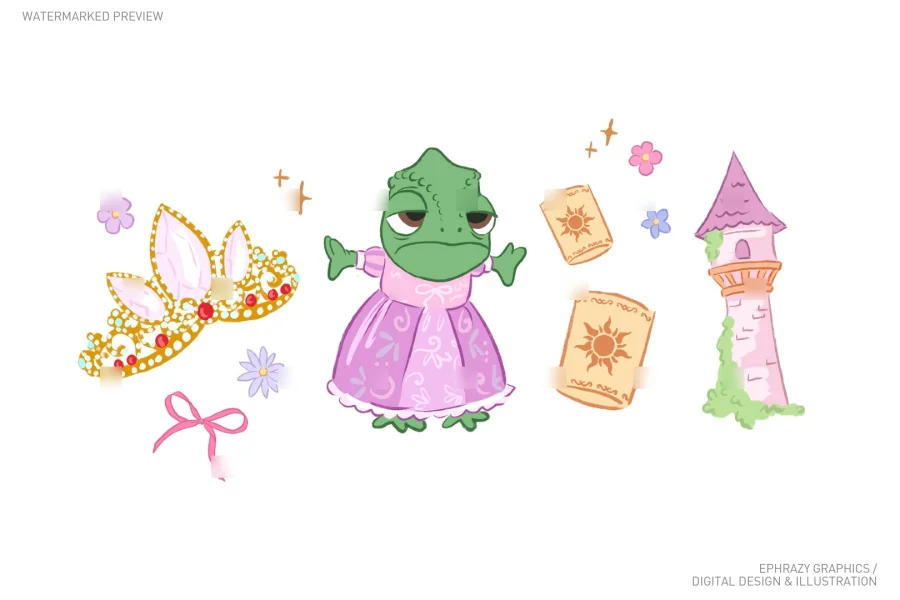 Tangled Rapunzel and Pascal Clipart [111] - 2