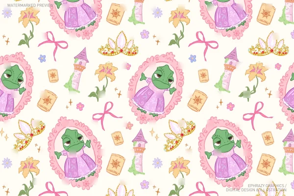 Tangled Rapunzel and Pascal Seamless Pattern [111] - Seamless