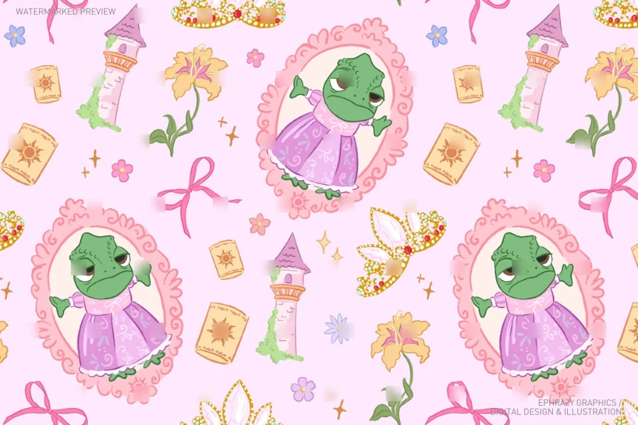 Tangled Rapunzel and Pascal Seamless Pattern [111] - 3