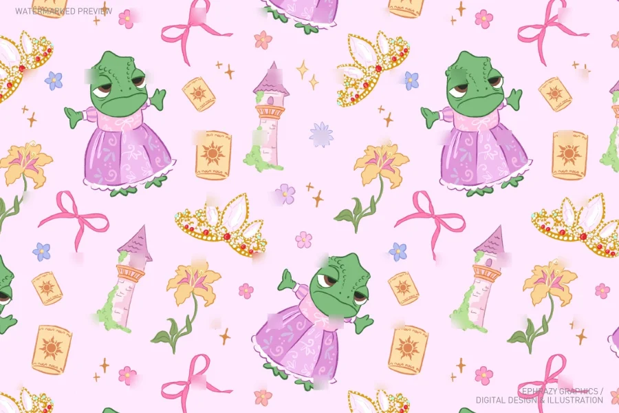Tangled Rapunzel and Pascal Seamless Pattern [111] - 6