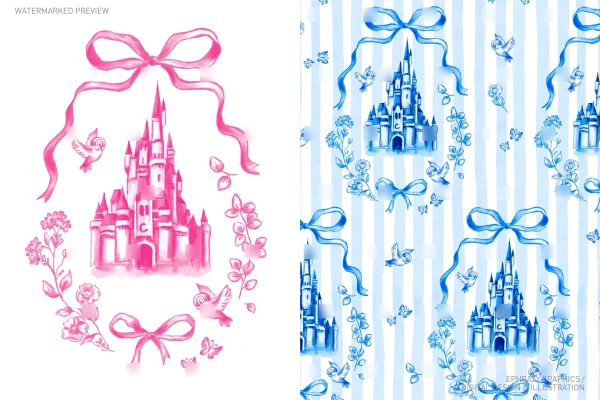 Watercolor Cinderella Castle Set [113] - Sets
