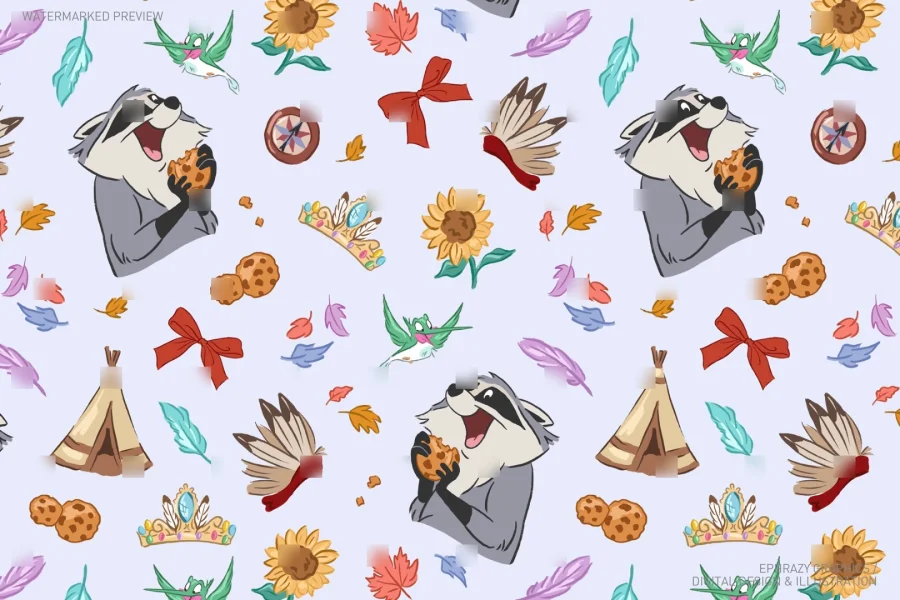 Meeko and Flit Pocahontas Seamless Pattern [114] - 7