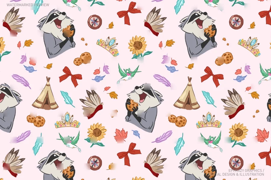Meeko and Flit Pocahontas Seamless Pattern [114] - 6