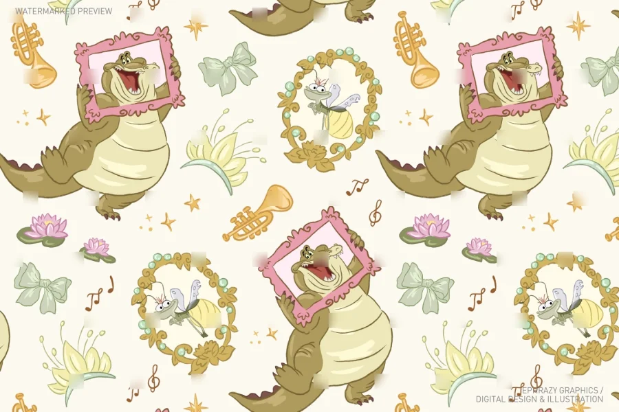 Princess and the Frog Louis and Ray Seamless Pattern [116] - 1