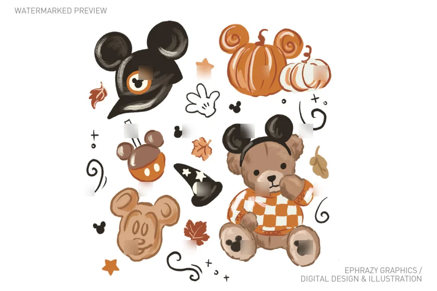 Disney Teddy Bear Minnie Ears Fall Clipart [119] - 4