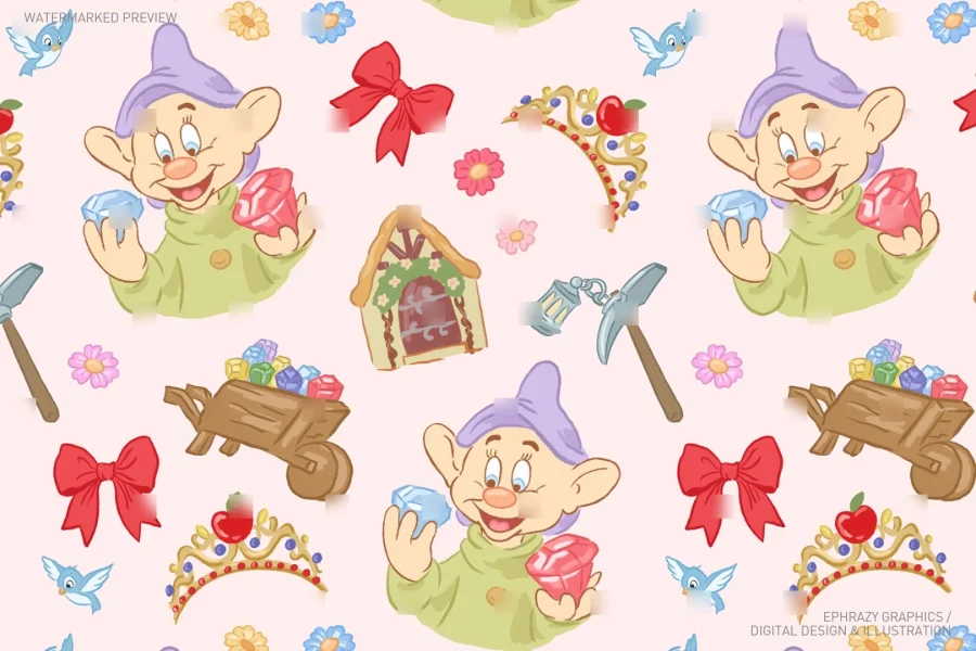 Snow White Dopey Seamless Pattern [120] - 2