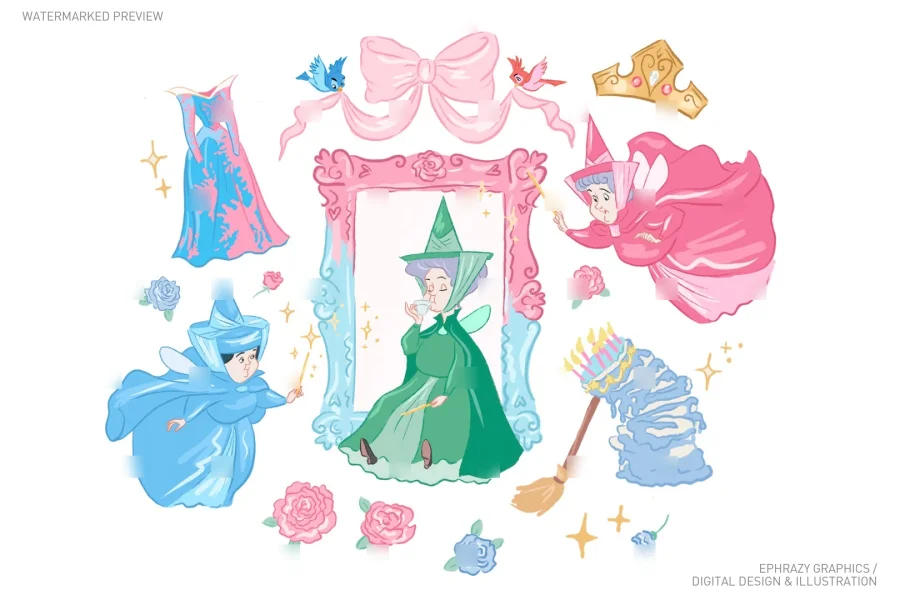 Sleeping Beauty Good Fairies Clipart [121] - 1