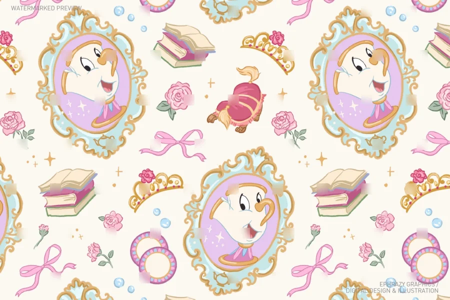 Chip Beauty And The Beast Seamless Pattern [123] - 1