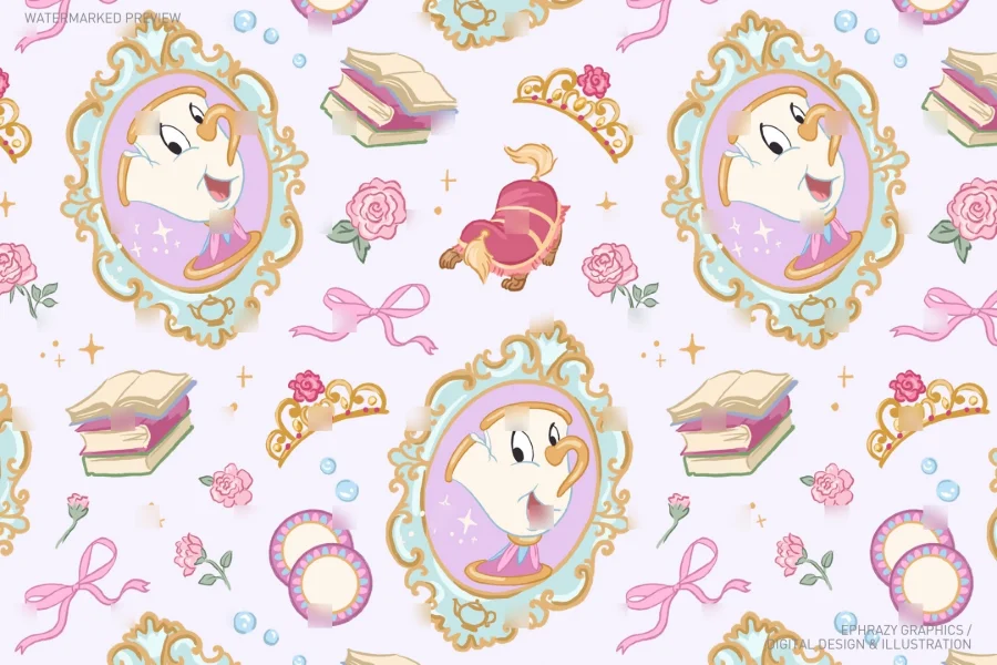 Chip Beauty And The Beast Seamless Pattern [123] - 3