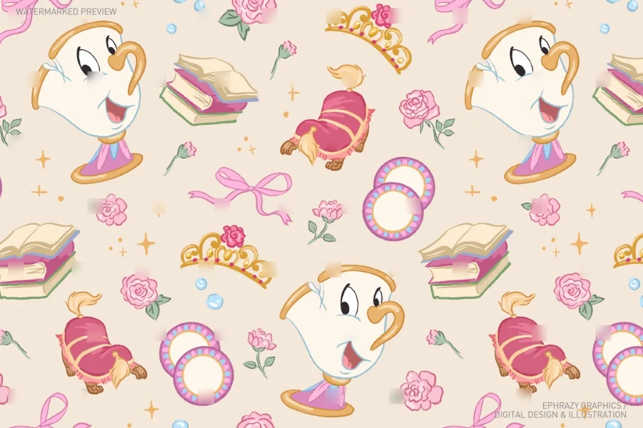 Chip Beauty And The Beast Seamless Pattern [123] - 4