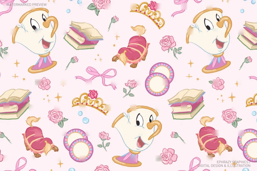 Chip Beauty And The Beast Seamless Pattern [123] - 6