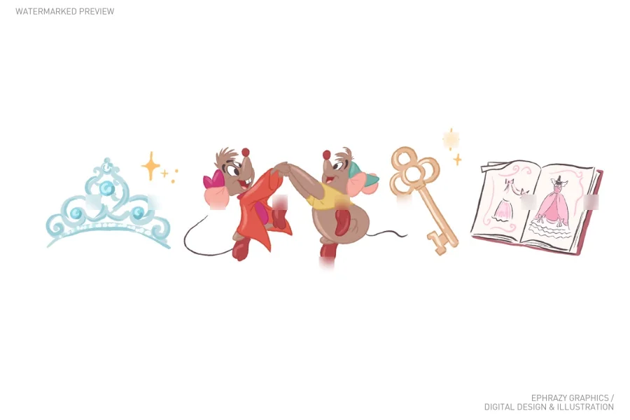 Cinderella Sewing Mice Jaq and Gus Clipart [124] - 2