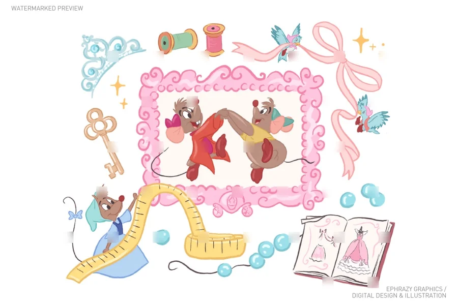 Cinderella Sewing Mice Jaq and Gus Set [124] - 2