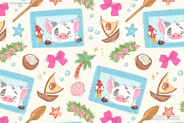 Moana Pua Hei Hei Seamless Pattern [125] - Seamless