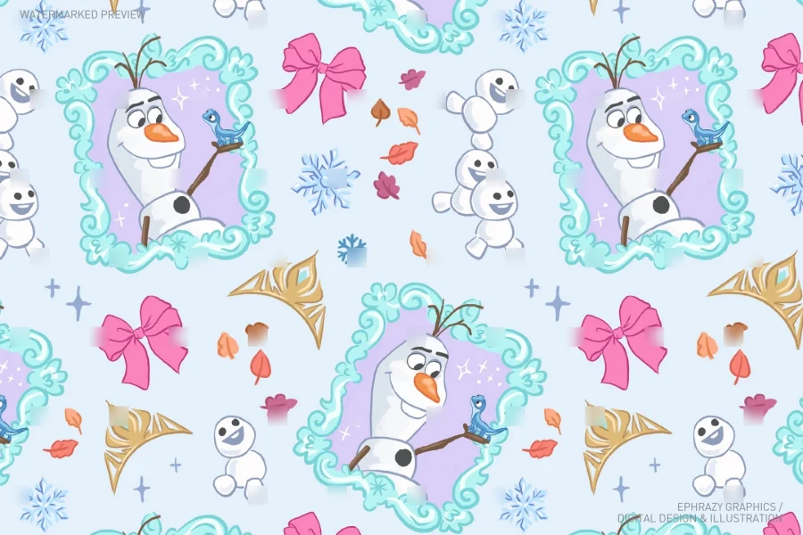 Frozen Olaf and Bruni Seamless Pattern [126] - 2