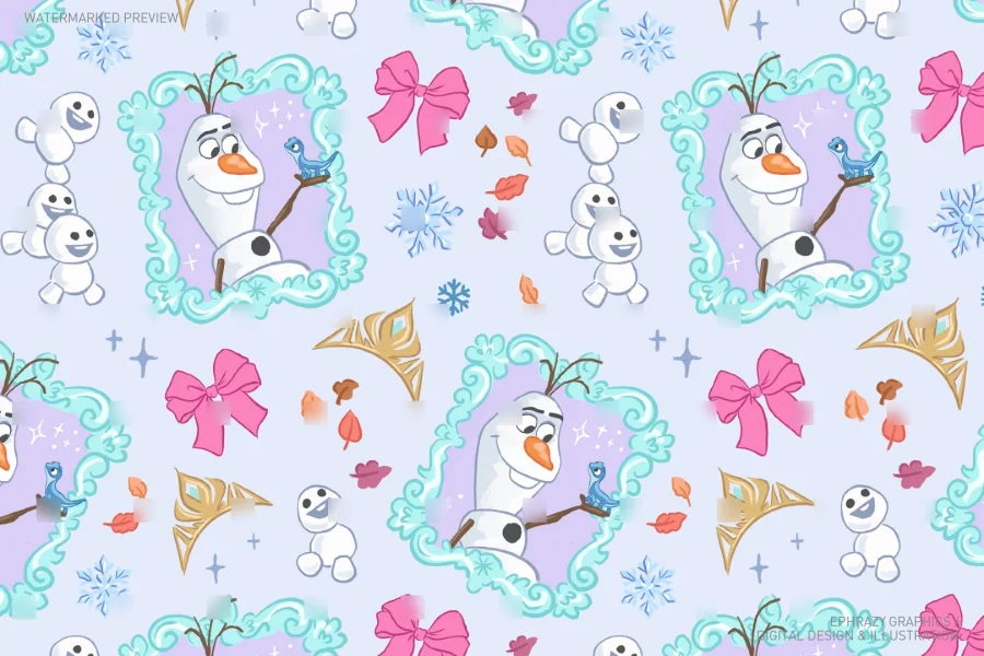 Frozen Olaf and Bruni Seamless Pattern [126] - 3