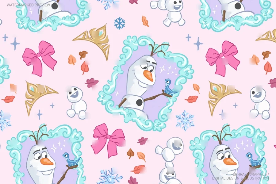 Frozen Olaf and Bruni Seamless Pattern [126] - 4