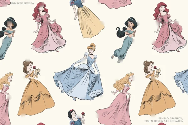 Once Upon A Time Princess Toile Seamless Pattern [127] - Seamless