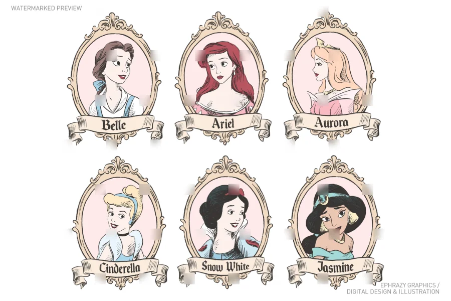 Once Upon A Time Princess Portraits Clipart [129] - 1