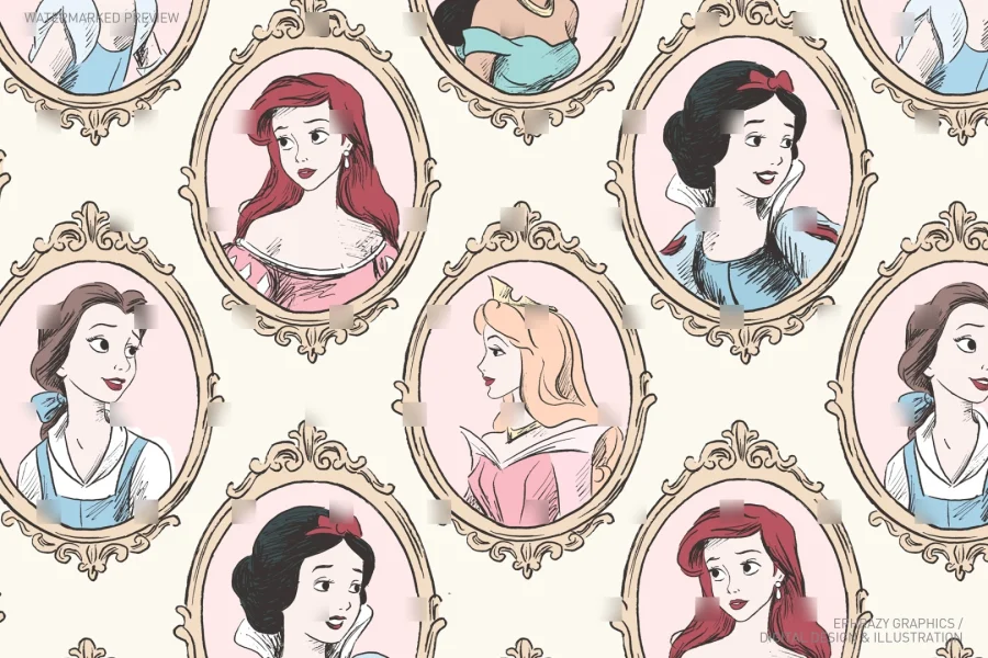Once Upon A Time Princess Portraits Seamless Pattern [129] - 6