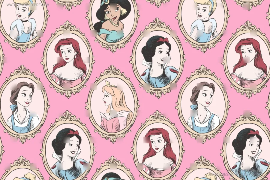 Once Upon A Time Princess Portraits Seamless Pattern [129] - 3