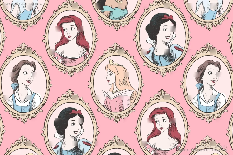 Once Upon A Time Princess Portraits Seamless Pattern [129] - 5
