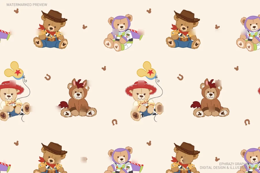 Toy Story Teddy Bears Seamless Pattern [132] - 3