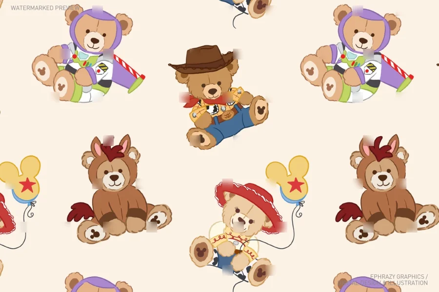 Toy Story Teddy Bears Seamless Pattern [132] - 1