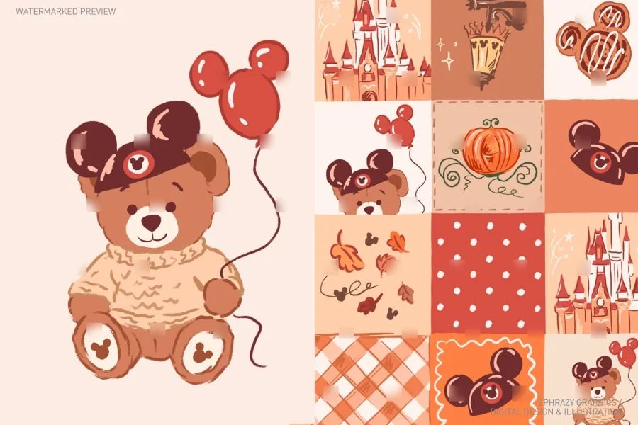 Fall Disney Parks Teddy Bear Set [133] - 1