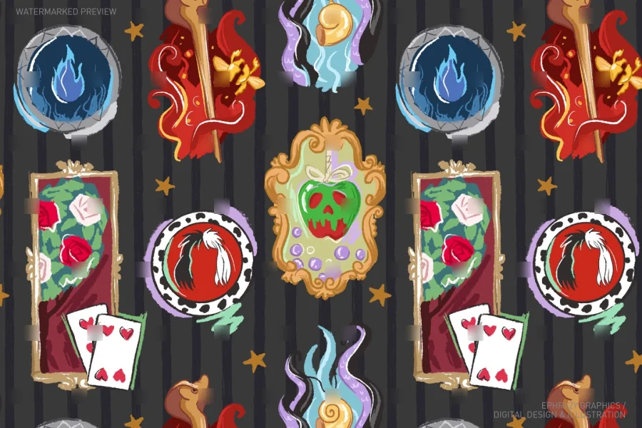 Disney Villains Icons Seamless Pattern [134] - 2