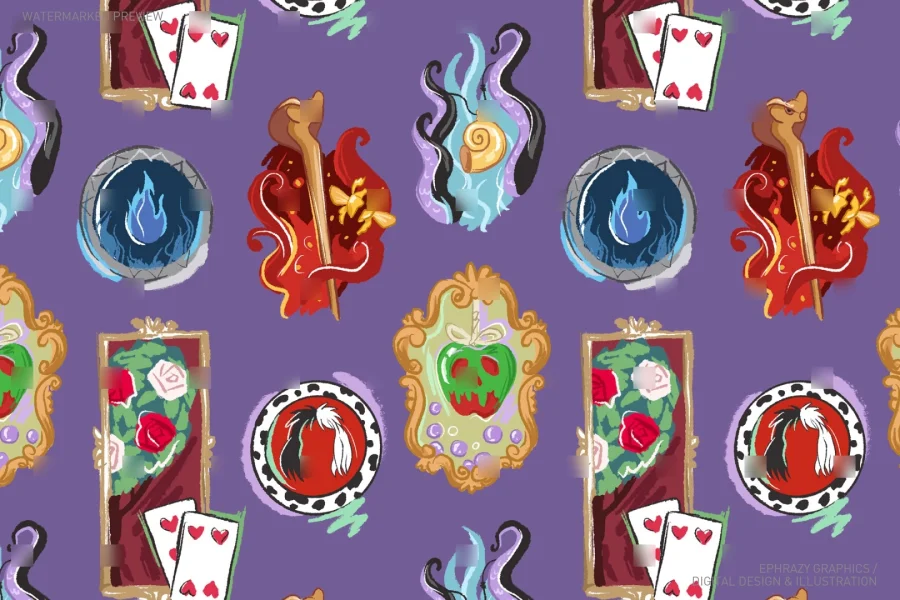 Disney Villains Icons Seamless Pattern [134] - 3