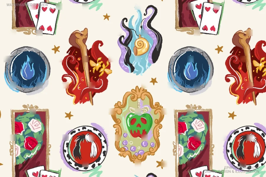 Disney Villains Icons Seamless Pattern [134] - 4