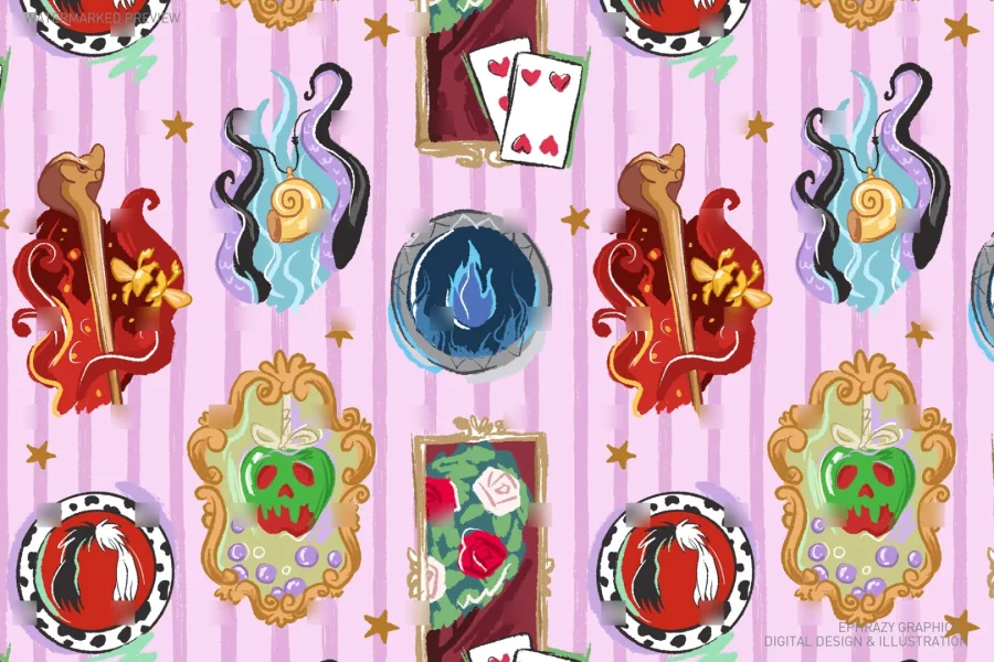 Disney Villains Icons Seamless Pattern [134] - 5