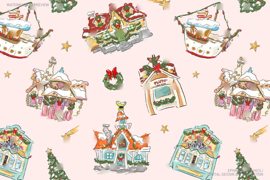 Mickey's Toontown Christmas Seamless Pattern [135] - 3