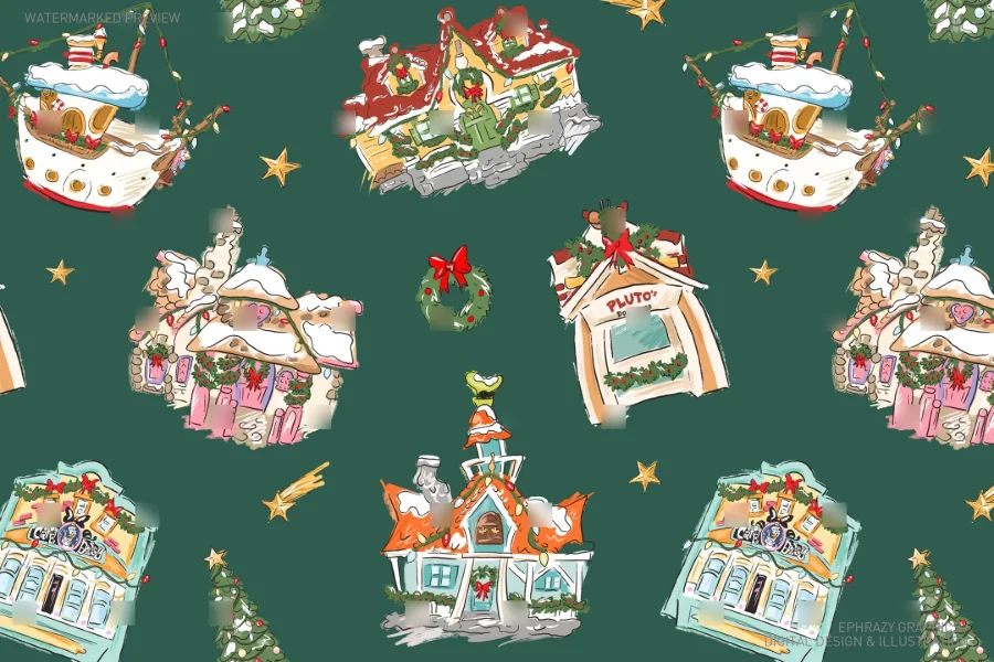 Mickey's Toontown Christmas Seamless Pattern [135] - 2