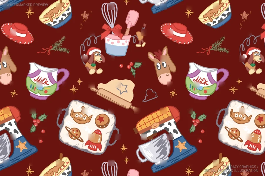 Toy Story Christmas Baking Seamless Pattern [136] - 4