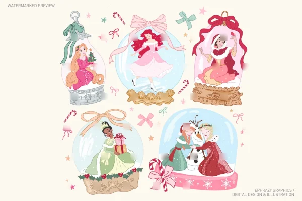 Disney Princesses Snow Globes Collection Clipart [138] - Clipart