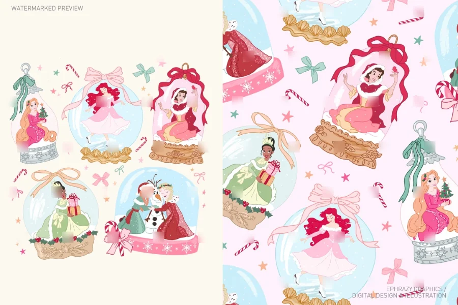 Disney Princesses Snow Globes Collection Set [138] - 1