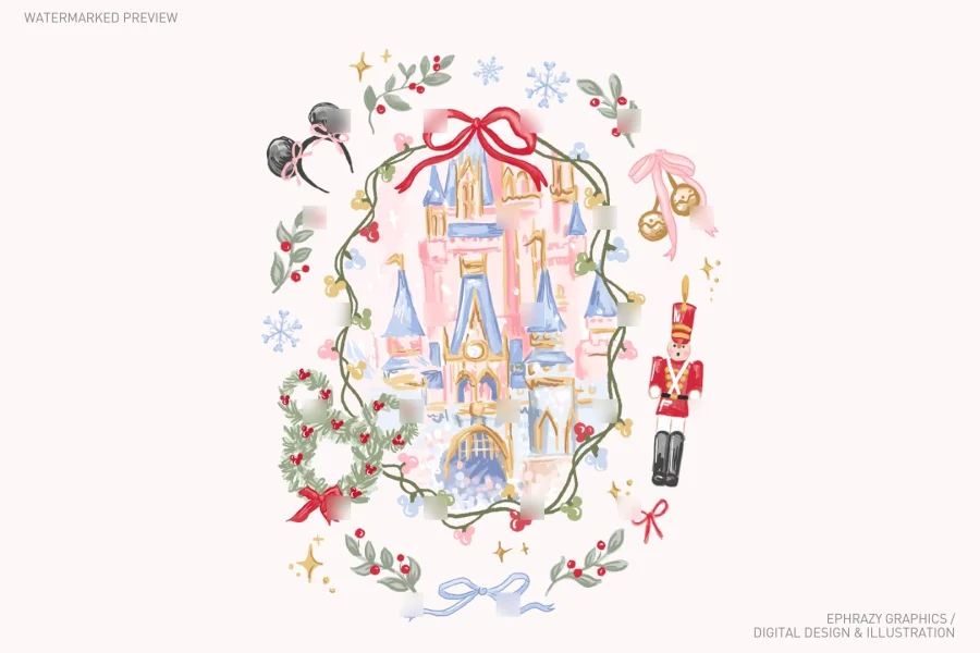Cinderella Castle Christmas Watercolor Set [139] - 4
