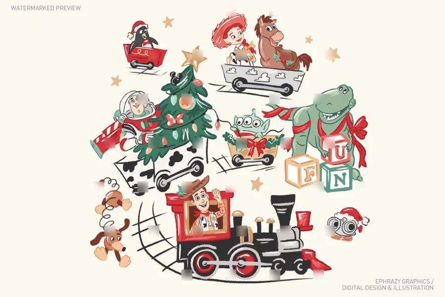 Toy Story Christmas Train Clipart [140] - 1