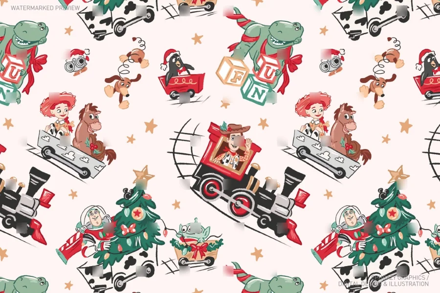 Toy Story Christmas Train Seamless Pattern [140] - 2