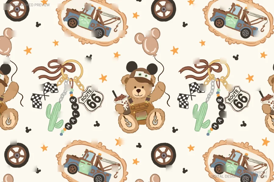 Tow Mater Teddy Bear Seamless Pattern [141] - 3