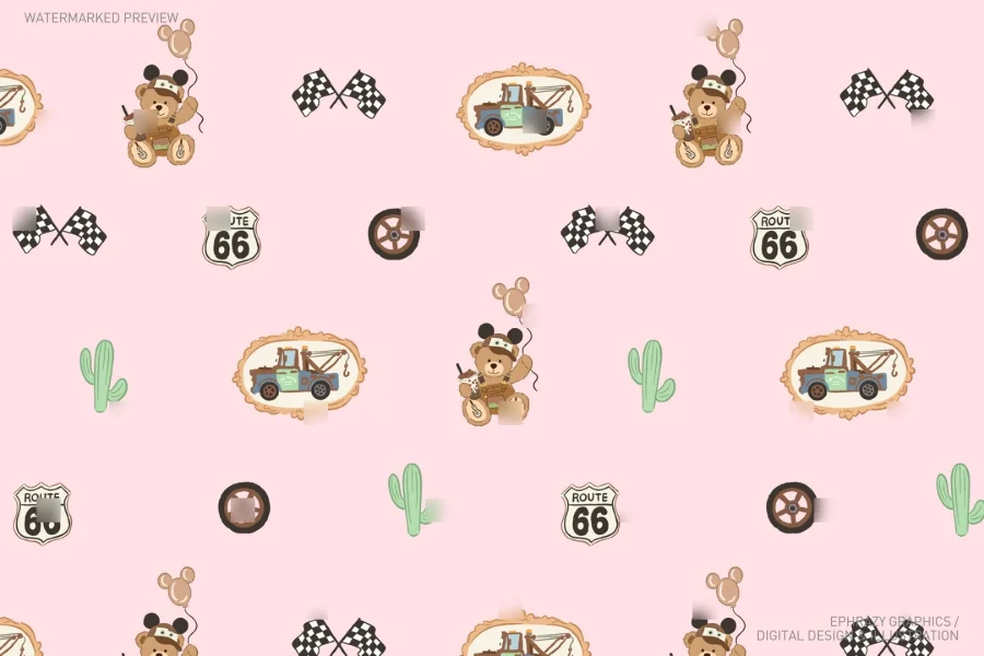 Tow Mater Teddy Bear Seamless Pattern [141] - 6