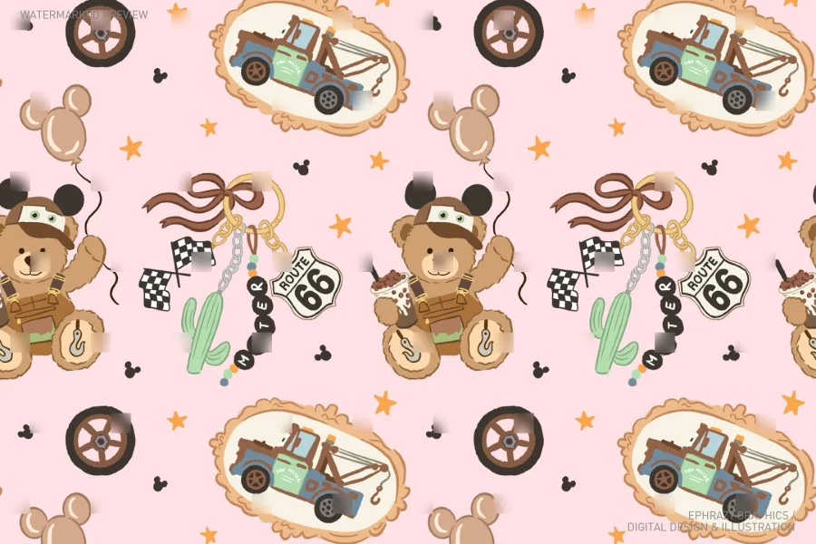 Tow Mater Teddy Bear Seamless Pattern [141] - 4