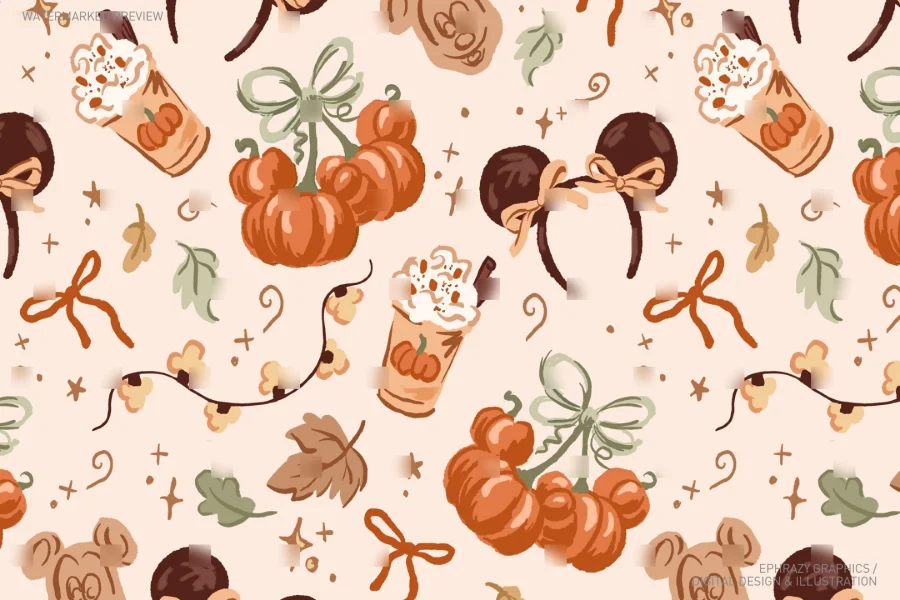 Minnie Pumpkin Spice Coquette Seamless Pattern [142] - 1
