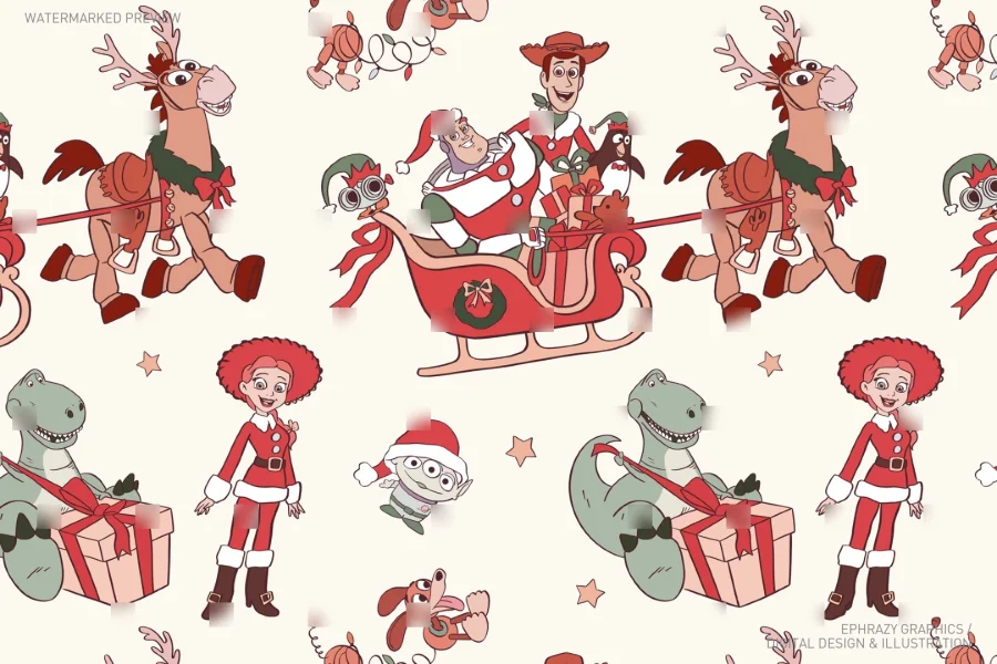 Toy Story Christmas Seamless Pattern [144] - 1