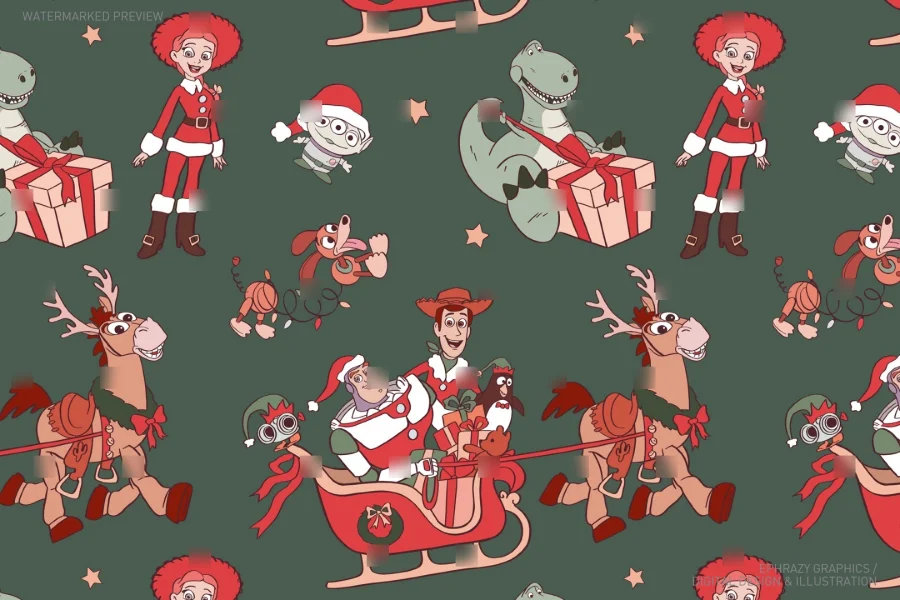 Toy Story Christmas Seamless Pattern [144] - 4
