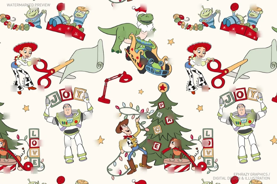 Toy Story Peace Love Joy Seamless Pattern [145] - 1