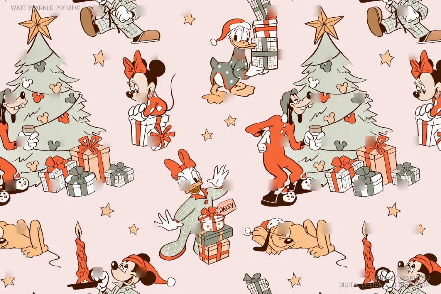 Mickey and Friends Christmas Tree Seamless Pattern [146] - 2